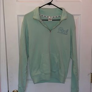 Pink brand teal quarter zip sweatshirt